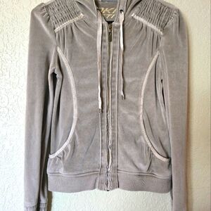 XS DKNY Velvet Champagne Zip-Up Hoodie